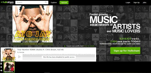 HulkShare homepage unblocked music sites 