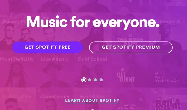 Spotify webpage