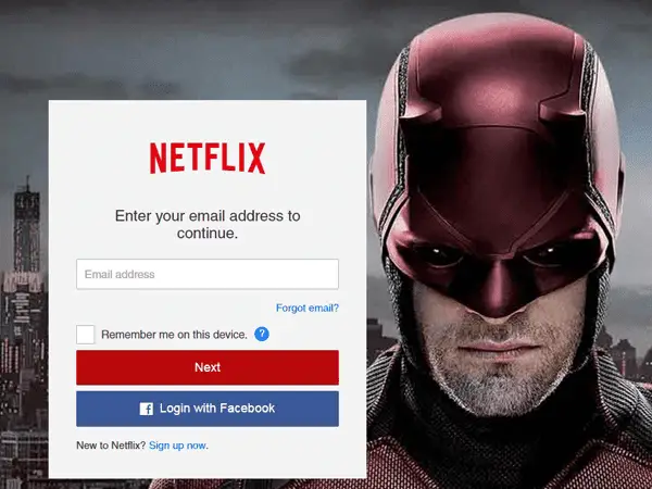 netflix login page not found