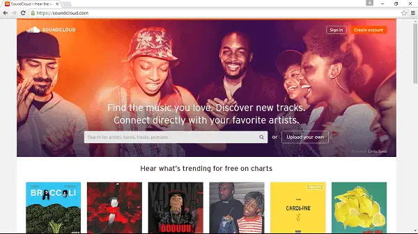 SoundCloud homepage
