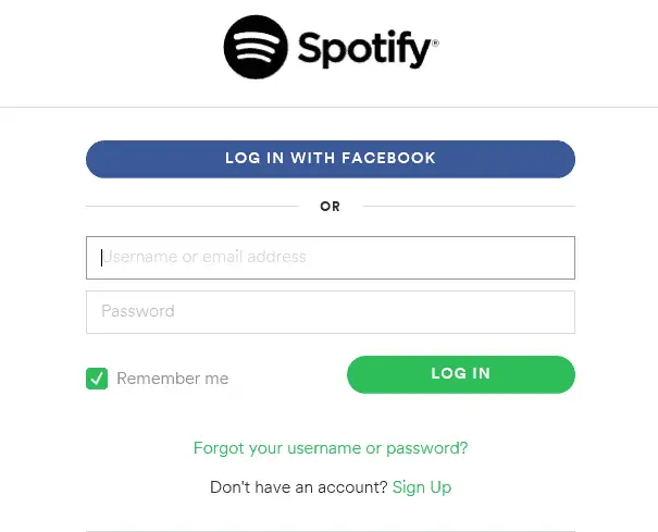 spotify log in page