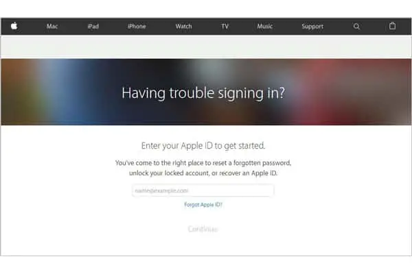 how to recover apple id password step 1