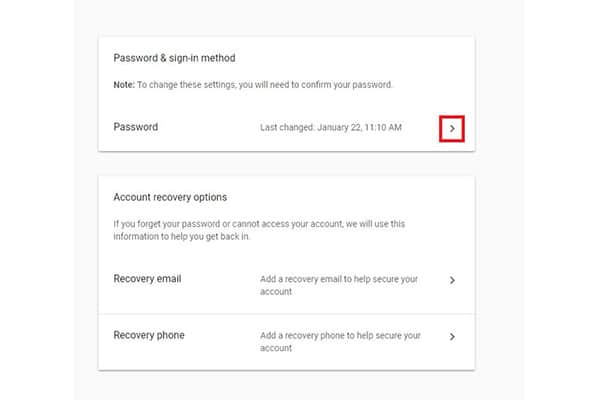 Gmail Password and Sign in Method