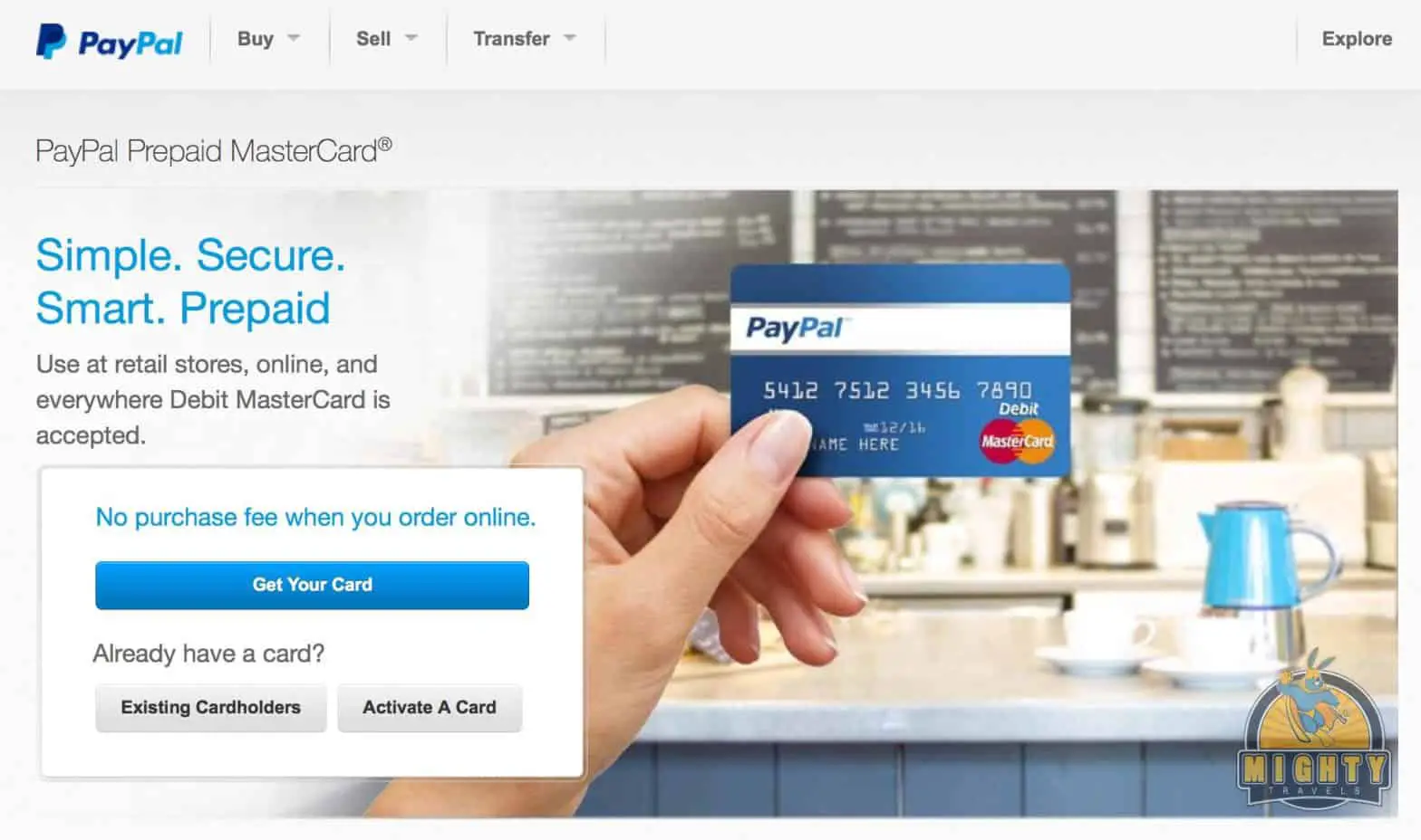 paypal prepaid website