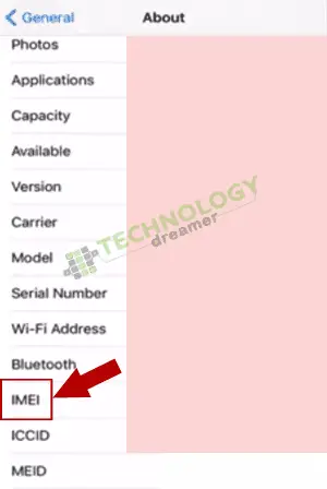 Check iPhone 7 IMEI number Step 3