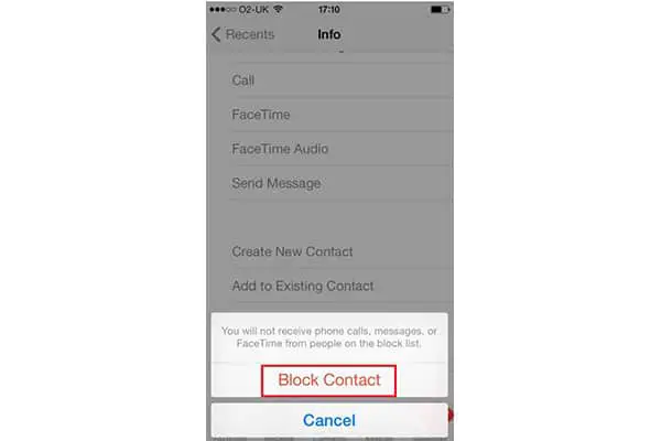 Iphone Block Contact Button
