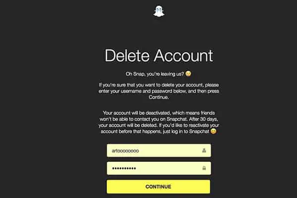 Deactivate Snapchat Account