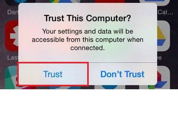 iPhone trust button