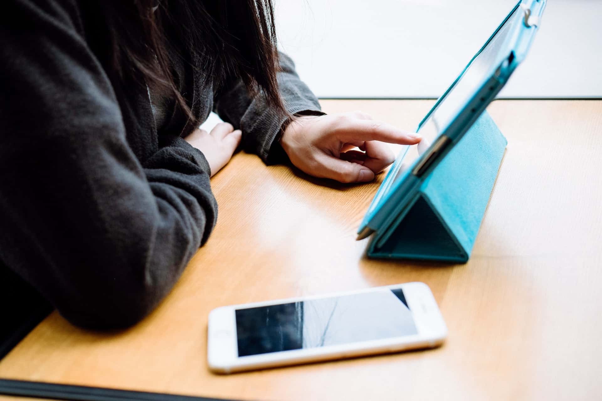 Woman using iPad